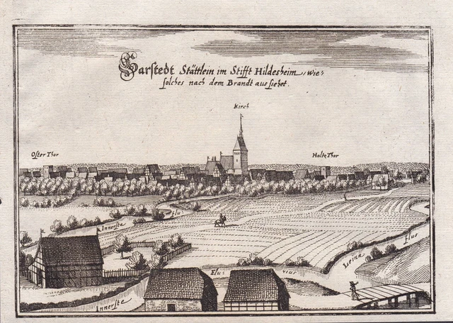 Sarstedt Lk Hildesheim, Germania Bassa Sassonia Vista Engraving Incisione Merian