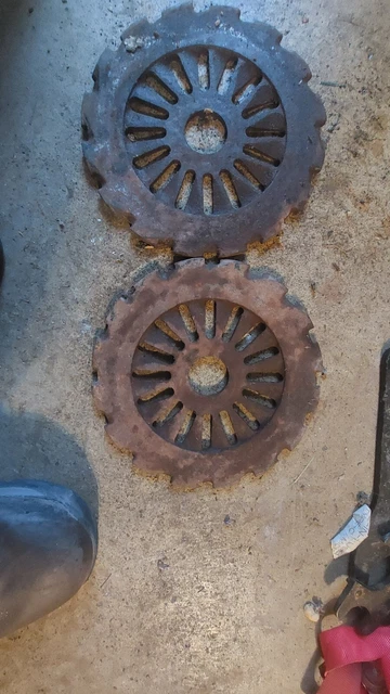 2 Used International Harvester Cast Iron Planter Plates -  1975A  Extra Small