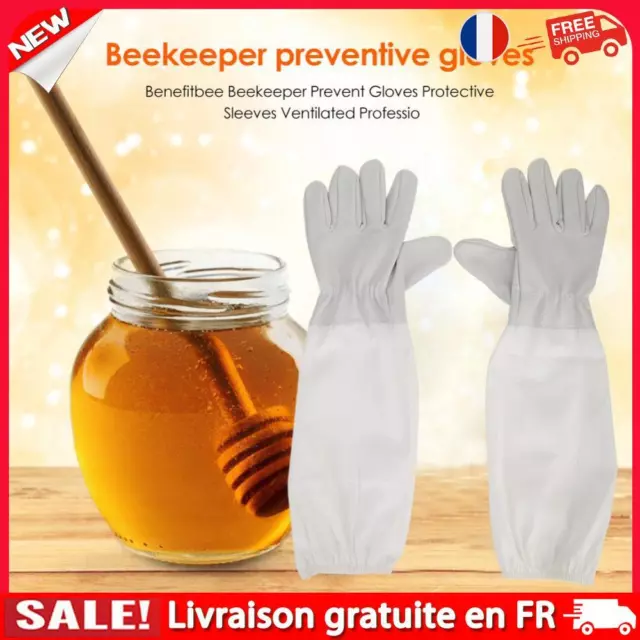 fr 1 paire Apiculteur Gants Coton En Cuir L&#39;apiculture Anti Abeille Manches