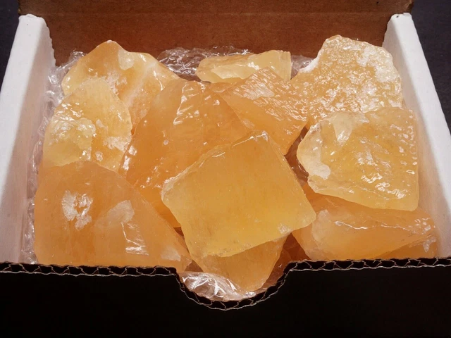 Orange Calcite Collection 1/2 Lb 10-12 Gemstones Natural Color Mineral Specimens
