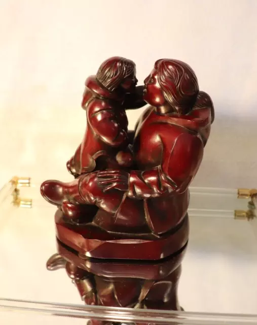 VTG INUIT MOTHER & CHILD CAST RESIN SCULPTURE BY THOMAS McPHEE BOMA B.C. CANADA
