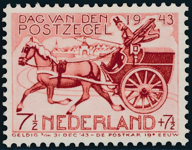 Stamp Netherland Holland Germany Sc B148 1943 WWII War Occupation Carriage MNH