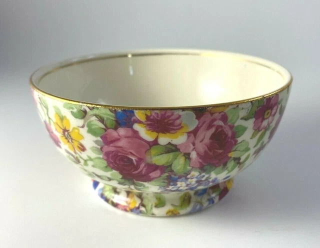 Vintage Royal Winton Summertime Chintz Creamer and Open Sugar Bowl 3