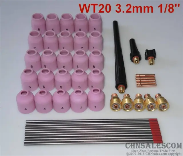 48 pcs TIG Welding Kit Gas Lens for Tig Welding Torch WP-9 WP-20 WP-25 WT 1/8"