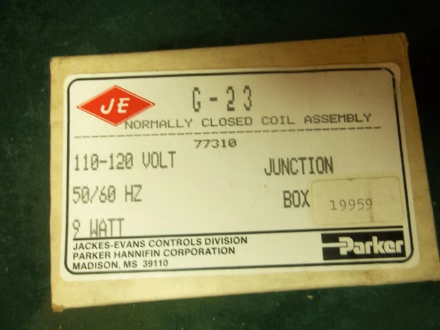 PARKER Normally G-23 Closed Coil Assembly w/Box  50/60Hz 110-120 Volt ~Aisle J