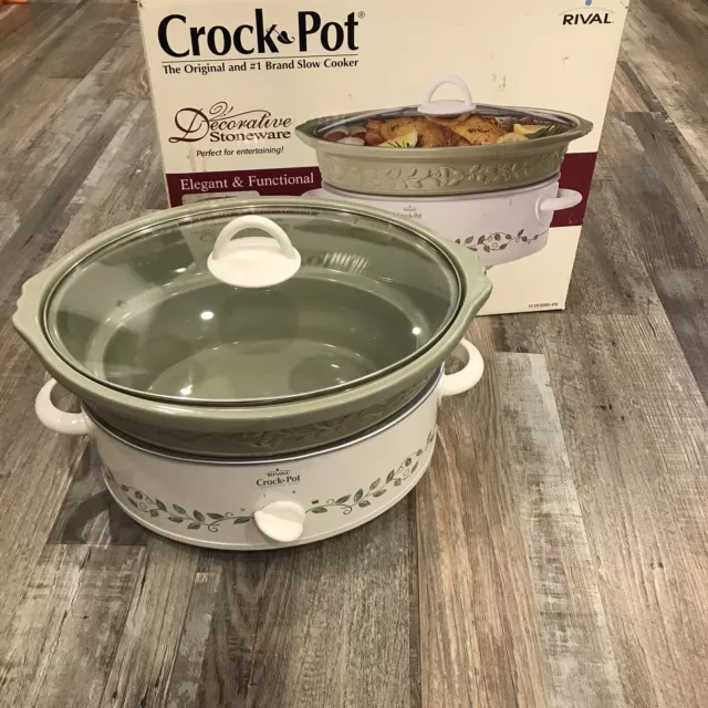 Rival 6 quart Crockpot Stoneware Slow Cooker Smart Pot Model 5855 VGC -  TESTED!