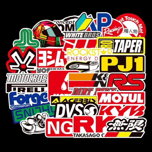 50 PCS JDM Stickers Pack Car Motorcycle Racing Motocross Helmet Vinyl Decals Lot