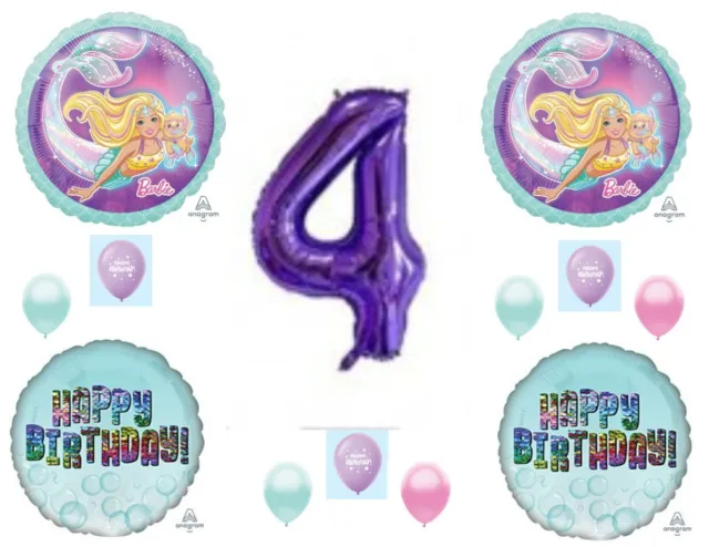 Barbie Mermaid 4th Happy Birthday Party Balloons Decoration Supplies Ocean