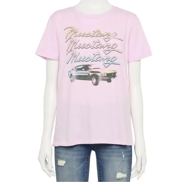 Womens Ford MUSTANG Classic Car T-Shirt Size M L XL 1X 2X 3X Pink Fastback NWT