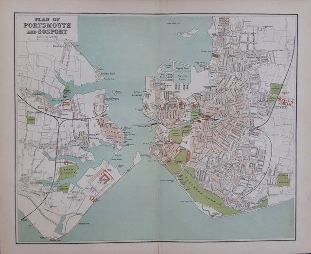 Stonehouse Map 1895 PLYMOUTH, STONEHOUSE & Devonport city map. Victorian print. Hoe ...
