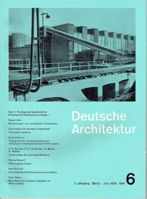 Deutsche Architektur DDR Zeitschrift 1958 Heft 6 Eilenburg Kraftwerkbau Guben