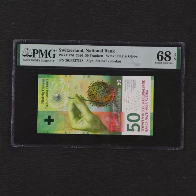 2020 Switzerland National Bank 50 Franken Pick#77d PMG 68 EPQ Gem UNC