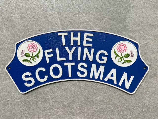 Flying Scotsman Sign Railway Plaque Steam Train Engine Repro Cast Iron 40cm