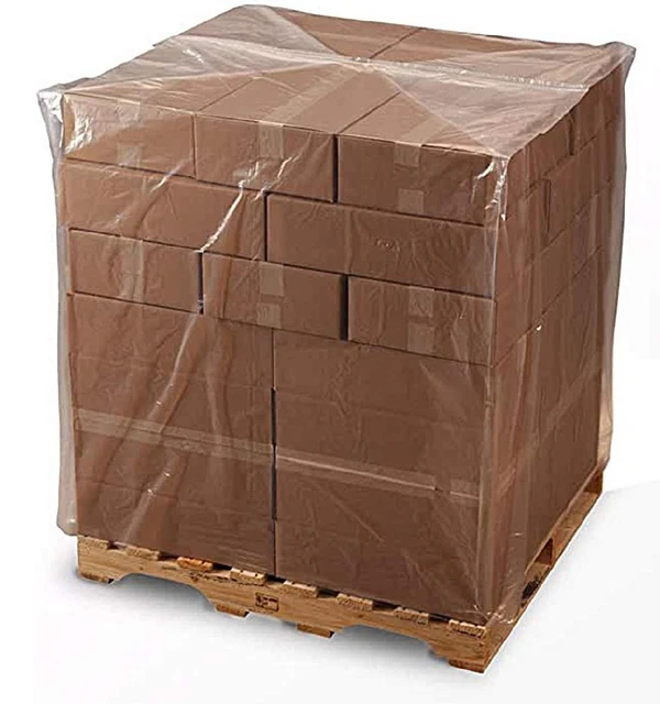 Pack of 210 Plastic Pallet Covers 42 x 26 x 63. Clear Reusable Low Density