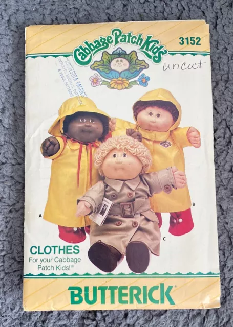 Vintage Cabbage Patch Kids Raincoat and Gear Butterick Pattern 3152- Uncut