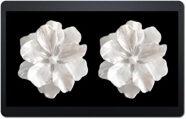 Clips D'Oreilles Boucles Fleurs Argent Blanc Nacré Jeune Mariée Bijoux pour