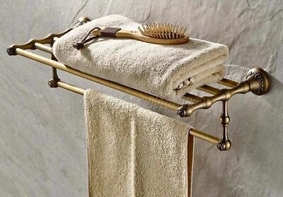 Antique Brass Wall Mounted Bathroom Towel Rack Towel Bar & Holder & Shelf eba430