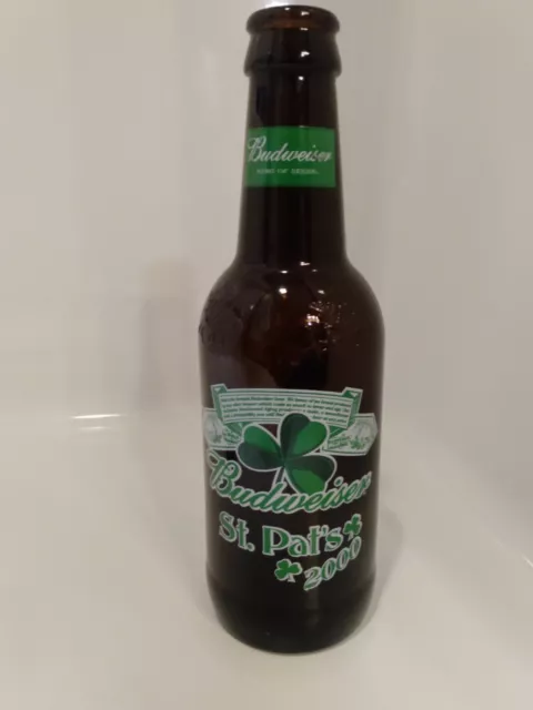Budweiser Jumbo 14.5" VINTAGE Beer Bottle Shamrocks St. Patricks Day 2000