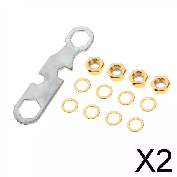 2X Skateboard Truck Rebuild Kit Washers M8 Nuts and Wrench Tool Golden