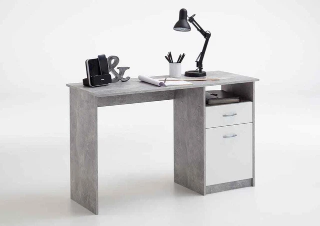 Calson white and grey desk with hutch and drawers deals