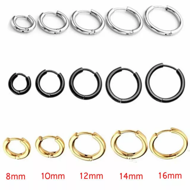 Men's Women's Stainless Steel Tube Ear Studs Hoop Huggie Punk Earrings Jewelry