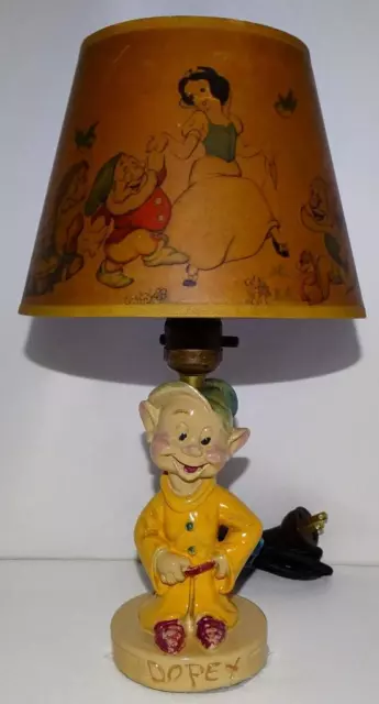 Ex!/Nm Disney"All Orig."1938 Dopey Set:hand-Painted Plaster Figural Lamp-La Mode