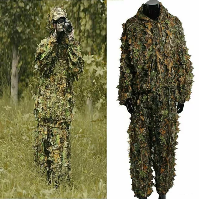 3D Ghillie Suit woodland Dschungel Tarnanzug Kleidung Camo Camouflage Jagd TLOVE