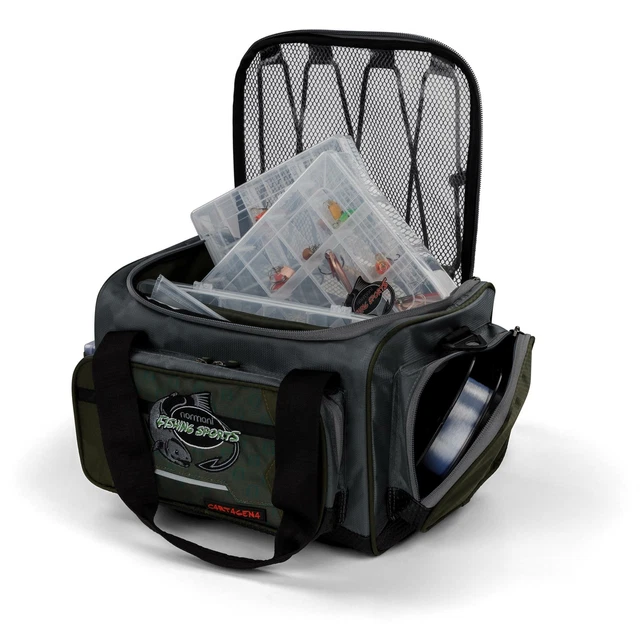 Angeltasche Anglertasche Karpfentasche mit 4 Kunstköderboxen Spinnangeltasche