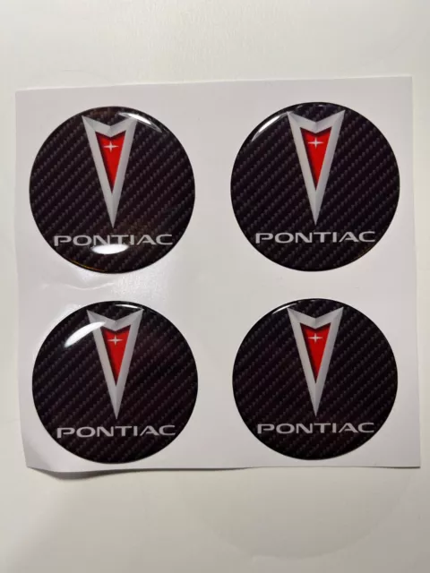Set of 4 pcs Pontiac Center Wheel Cap Stickers Decal Rims Emblem Logo Gas Tank