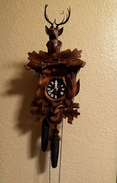 Vintage German Black Forest Cuckoo Clock by Swiss Clockmaker Franz Carl Weber