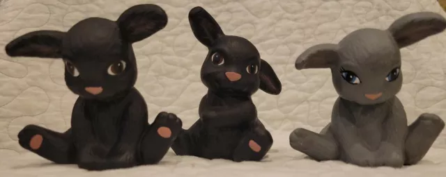 3 SCIOTO Ceramic Handpainted Easter BUNNY Molds 1988