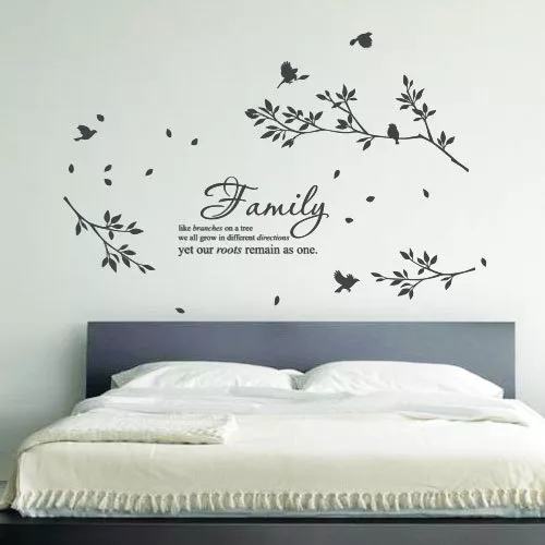 Family Tree Birds Flower Art Wall Stickers Quotes Floral Garden Home Wall Decals