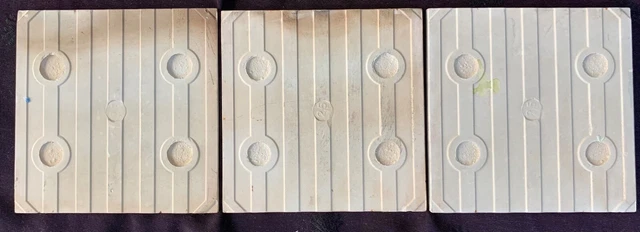 5 antique English Art Nouveau tiles 2 T & R Boote, 3 unknown mfg, all tubelined 11