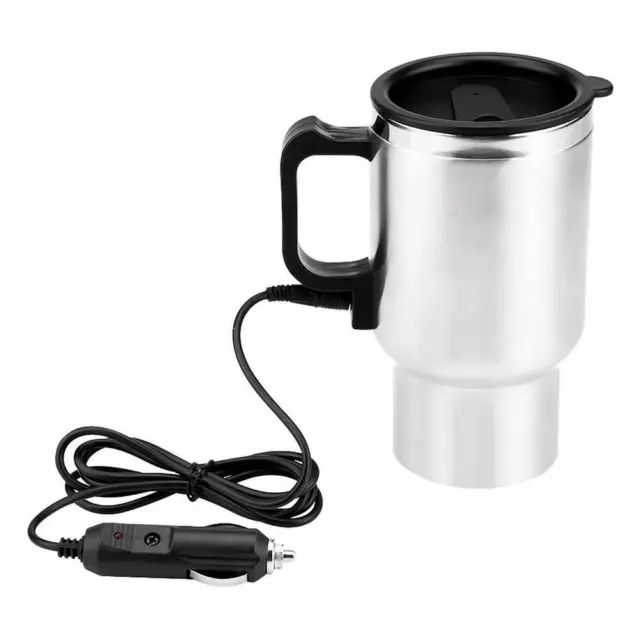 Electric Heating Cup Car Travel Coffee Tea Maker 12V 450ml Stainless Steel Mug
