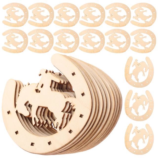 48 Pcs Holz Hufeisen-Chips Kind Pferdeschuhe Scheiben Zum Selbermalen
