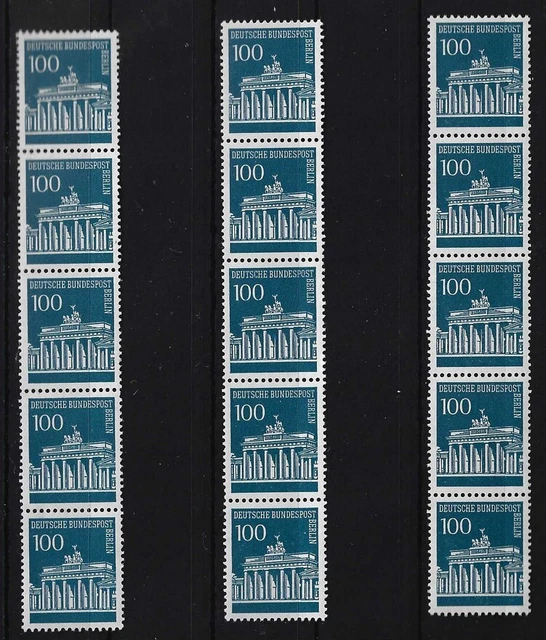 E029) Berlin RM Rollenmarke Nr. 290  : 3 Stück 5er-Streifen postfrisch Mi. 270 €