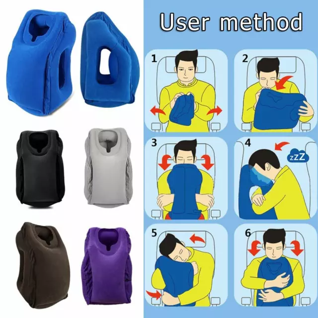 Inflatable Pillow Travel Sleep Cushion Camping Neck Head Rest Support Office Nap