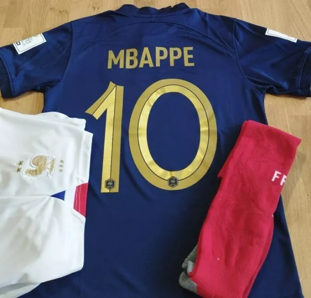 Enfant Maillot Kylian Mbappé #7 Bleu Rouge Tenues Domicile 2023/24 T-Shirt