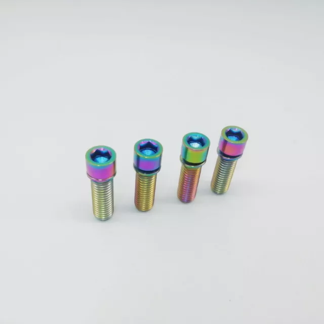 4Pcs/lot Titanium Ti  Allen Hex Head Screw M8x25mm Rainbow Bolts Washer 3