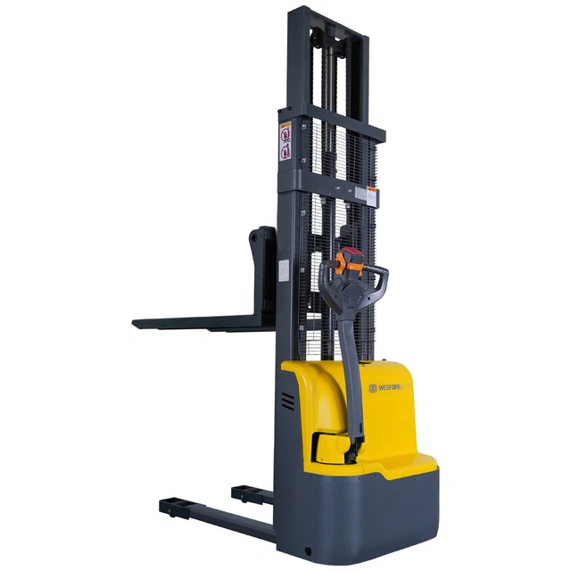 98" High Fully Powered-Electric Stacker with 3300lbs Cap. Fixed Legs 45" x 27" F