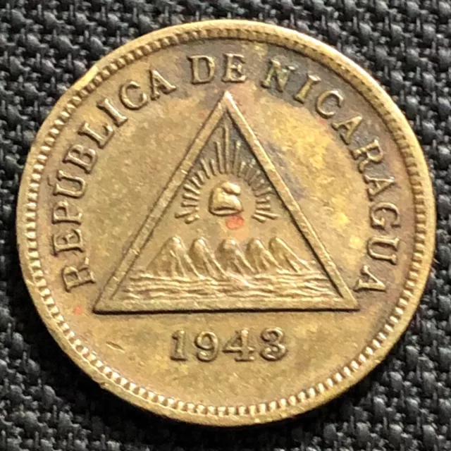 🇳🇮 Nicaragua Coin • 1943 • Un Centavo De Cordoba • Better Year •