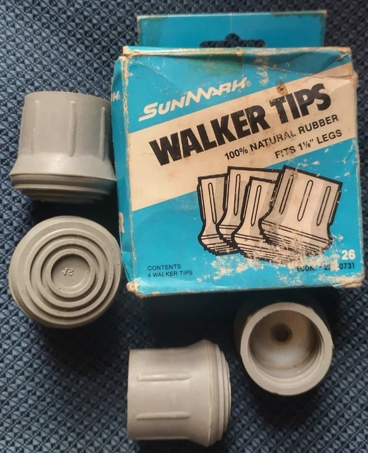 Walker Tips Natural Rubber Fits 1 1/8"by SunMark Metal Reinforced