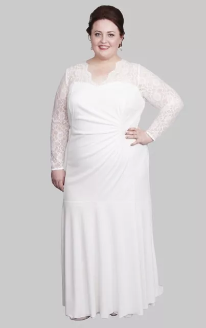 Robe De Mariée Maxi Dentelle Ivoire Blanche Scarlett & Jo Longue Taille Uk 18 Neuf Avec Étiquette