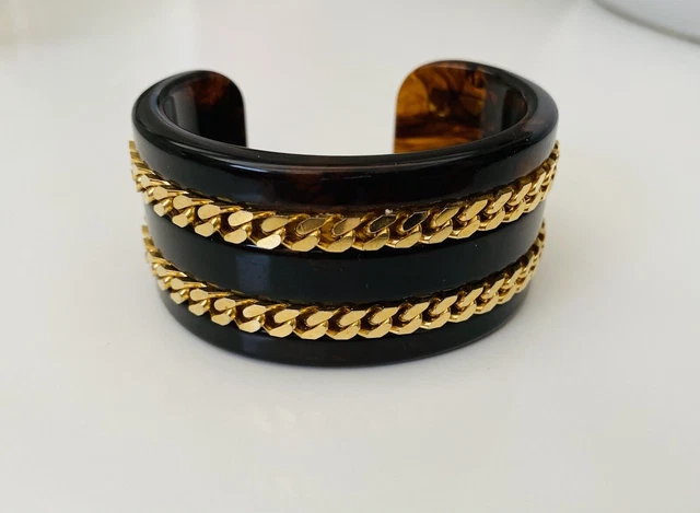 Bracelet Manchette Vintage Jean Patou Années 80 - Cabochon Doré - Occasion