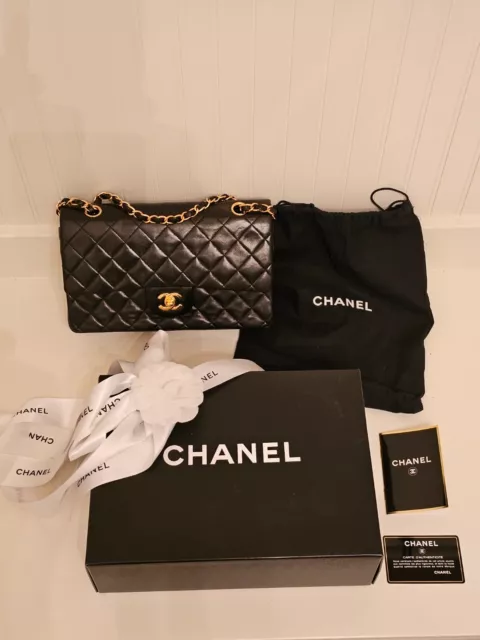 CHANEL Medium Classic Double Flap Black Quilted Hand Bag - Gold Hardware