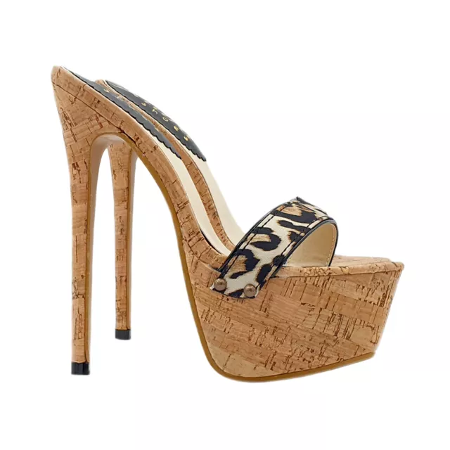 Sandali sexy leopardati cubista tacco a spillo 17.5 cm stiletto-KH102-3 LEOPARD