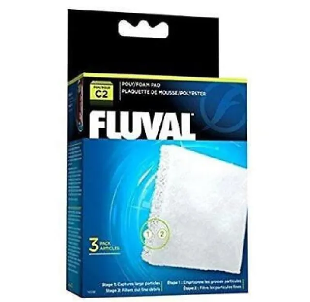 2 Pack Fluval C2 Poly Foam Pad, Replacement Aquarium Filter Media, 14008  .25