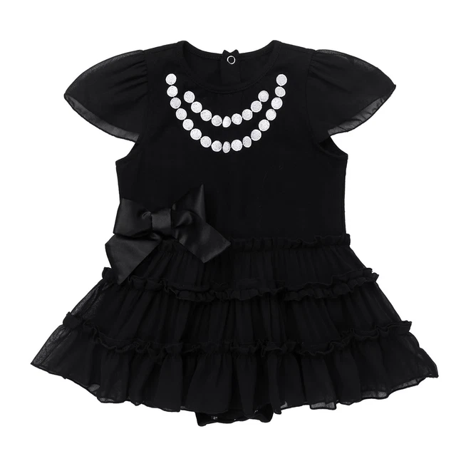 Newborn Baby Girls Chiffon Dress Birthday Party Bowknot Bodysuit Clothes Casual