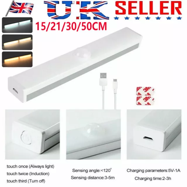 1550CM PIR CLOSET Light Motion Sensor Rechargeable Strip