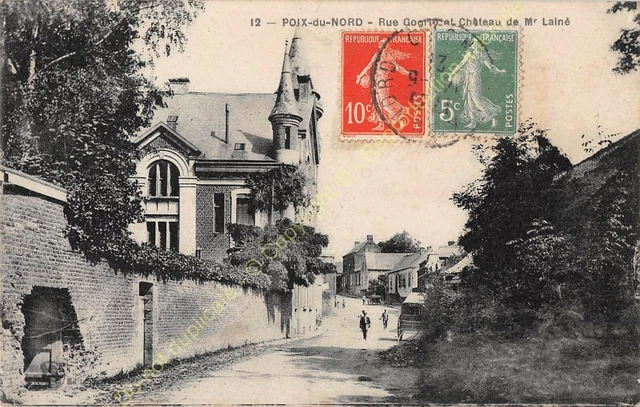 CPA 59218 POIX DU NORD rue Gogrio & Château de Mr Lainé Edit L.S. CA1921